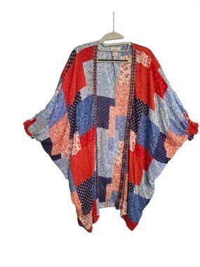 Ariat Americana Patchwork Smokestack Kimono One Size Patriotic Colorful Boho